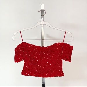 Eight Paris Tube Top • Sz Small • Small White Heart Design • Red